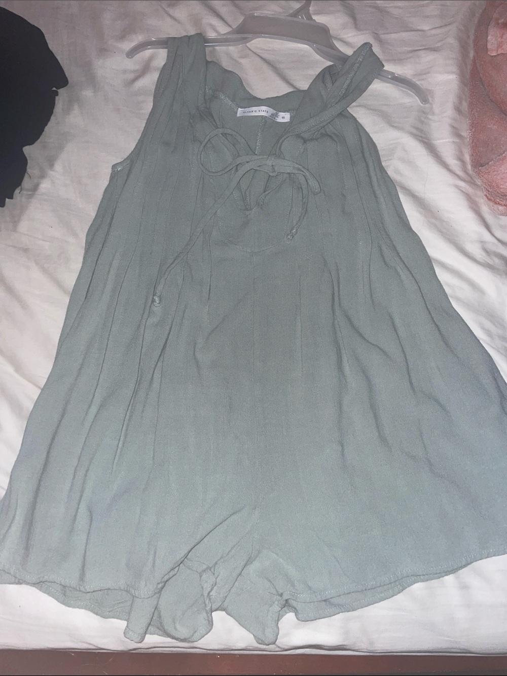Altar'd State Sage Green Sleeveless Romper